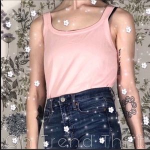Vintage Cute Pink Cool Knit Button Medium Tank Top